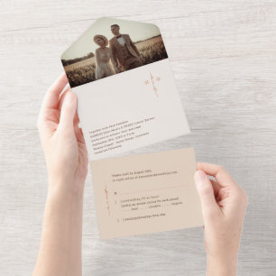Monogram Kruis Christelijke Trouwring All In One Uitnodiging