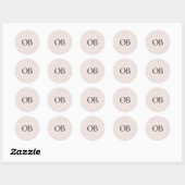Monogram Kruis Grace Blush Ronde Sticker (Vel)