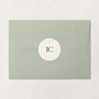 Monogram kruis van Grace Sage Ronde Sticker