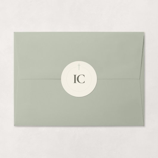 Monogram kruis van Grace Sage Ronde Sticker