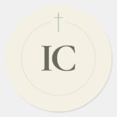 Monogram kruis van Grace Sage Ronde Sticker (Voorkant)