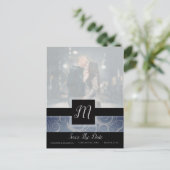 Monogram Krullen Foto Save The Date Aankondigingskaart (Staand voorkant)