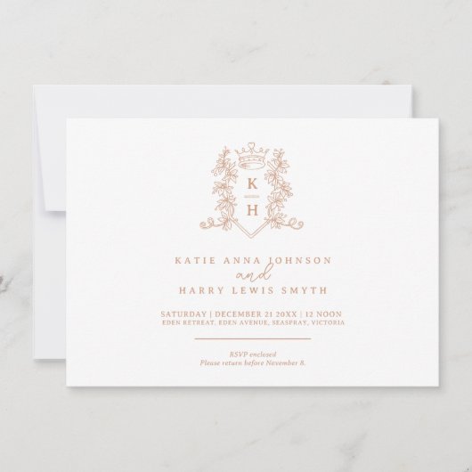 Monogram kuif hart kroon roos goud wit kaart (Voorkant)