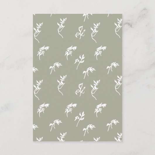 monogram kuif salie groen Bruiloft Receptie Informatiekaartje (Achterkant)