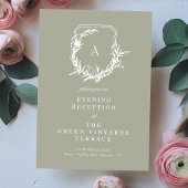 monogram kuif salie groen Bruiloft Receptie Informatiekaartje