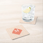 Monogram Kunst Deco Oranje Geometrisch Grieks Patr Kartonnen Onderzetters (Insitu)