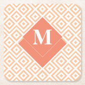 Monogram Kunst Deco Oranje Geometrisch Grieks Patr Kartonnen Onderzetters (Voorkant)