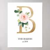 Monogram kunstprint, letter B, trouwen, kinderkame Poster (Voorkant)