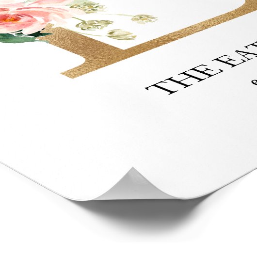 Monogram kunstprint, letter E, trouwen, kinderkame Poster (Hoek)