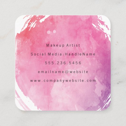 Monogram kunstwaterkleur vierkante visitekaartje (Achterkant)