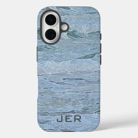 Monogram Kunstzinnige Blauwe Groene Oceaangolven K Case-Mate iPhone Case (Achterkant)