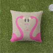 Monogram Kus Flamingo's Linnen Outdoor Kussen (Gras)