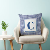 Monogram Kussen - Babykamer Blauw Geruit (Stoel)
