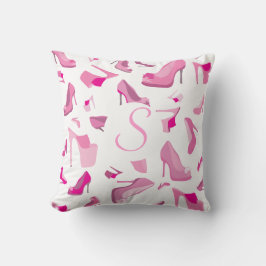 Monogram kussen voor roze schoenmonogram