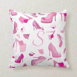 Monogram kussen voor roze schoenmonogram