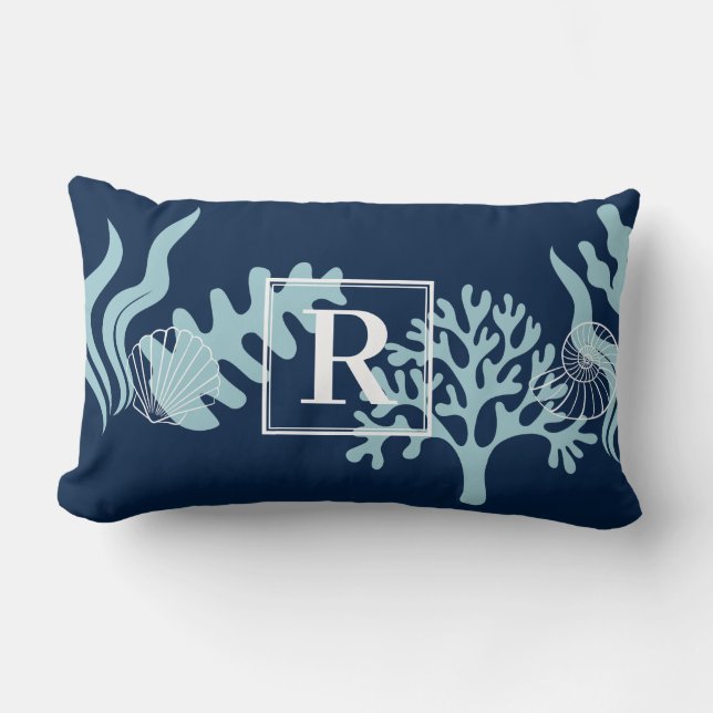 Monogram kussen voor strandhuis (Voorkant)