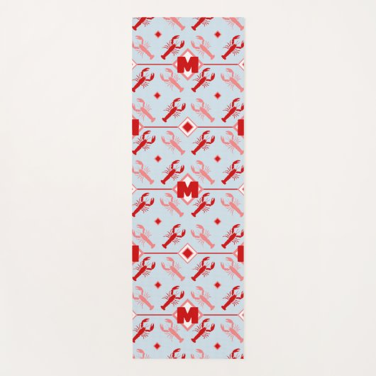 Monogram kustlicht blauw en rood lobster yogamat (Voorkant)