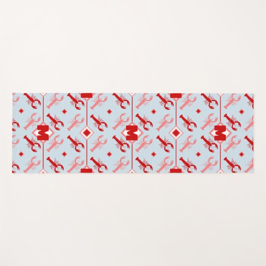 Monogram kustlicht blauw en rood lobster yogamat (Voorkant (horizontaal))