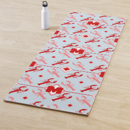 Monogram kustlicht blauw en rood lobster yogamat