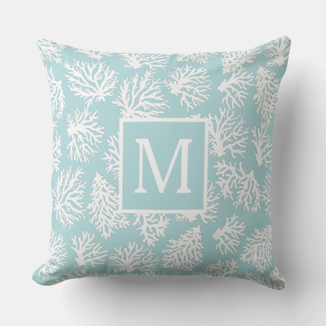 Monogram kuststrand van koraalriffen buitenkussen (Voorkant)