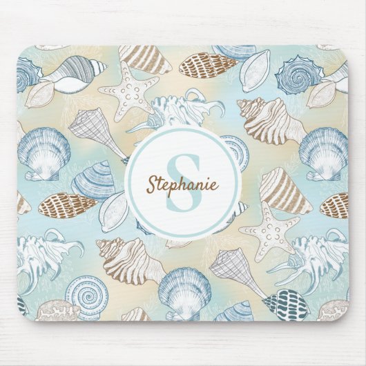 Monogram kustzeeschelpen muismat (Voorkant)