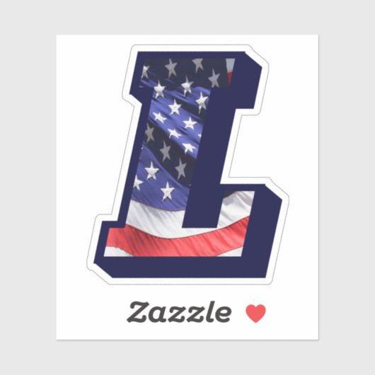 Monogram L American Flag Letter L Initiaal USA Sticker (Vel)