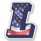 Monogram L American Flag Letter L Initiaal USA Sticker (Voorkant)