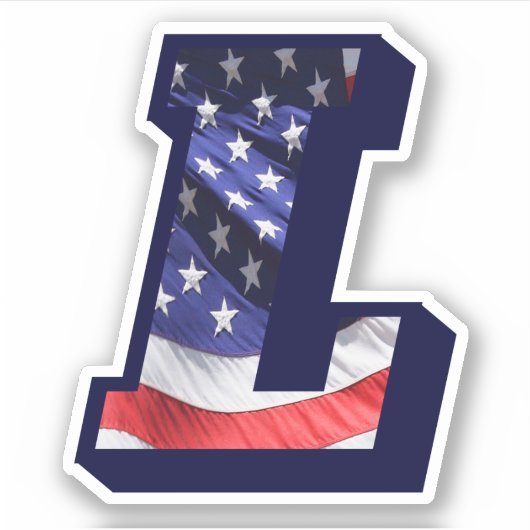 Monogram L American Flag Letter L Initiaal USA Sticker (Voorkant)