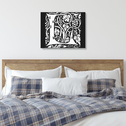 Monogram L Art Nouveau Canvas Afdruk (Insitu (Slaapkamer))