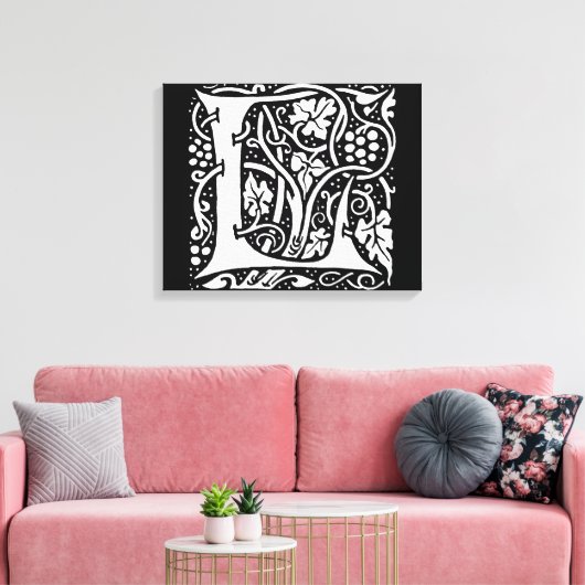 Monogram L Art Nouveau Canvas Afdruk (Insitu (Woonkamer))