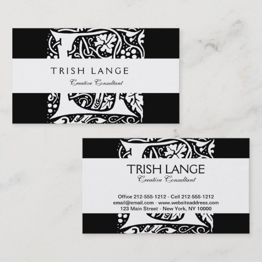 Monogram L Art Nouveau Visitekaartje (Voorkant / Achterkant)