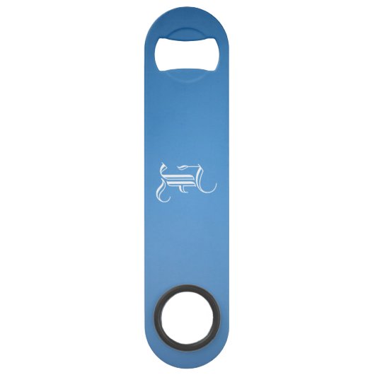 Monogram "L" Blauwe Gradiënt Flesopener Speed Flessenopener (Voorkant)