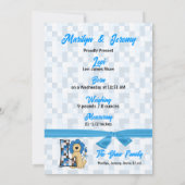 Monogram L Blue Lion New Baby Birth Aankondiging (Achterkant)