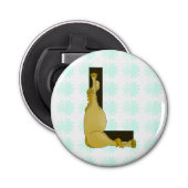 Monogram L Cartoon Pony gepersonaliseerd Button Flesopener (Voorkant)