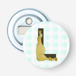 Monogram L Cartoon Pony gepersonaliseerd Button Flesopener