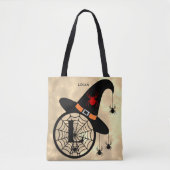 Monogram L Cloudy Witch Spiders Name All-Over Tote Bag (Voorkant)