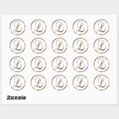 Monogram L Faux Bronze Ronde Sticker (Vel)