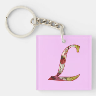 Monogram L Floral Design Sleutelhanger