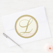 Monogram L goud en roze Ronde Sticker (Envelop)