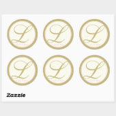 Monogram L goud en roze Ronde Sticker (Vel)