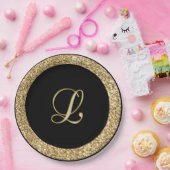 Monogram L gouden schrift Papieren Bordje (Feest)