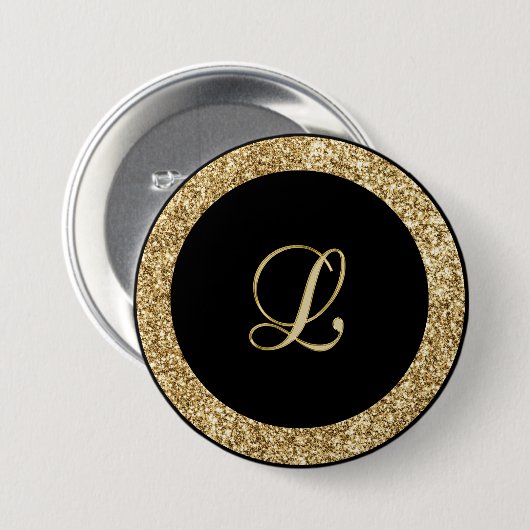 Monogram L gouden schrift Ronde Button 7,6 Cm (Voorkant /achterkant)