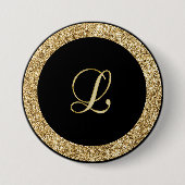 Monogram L gouden schrift Ronde Button 7,6 Cm (Voorkant)