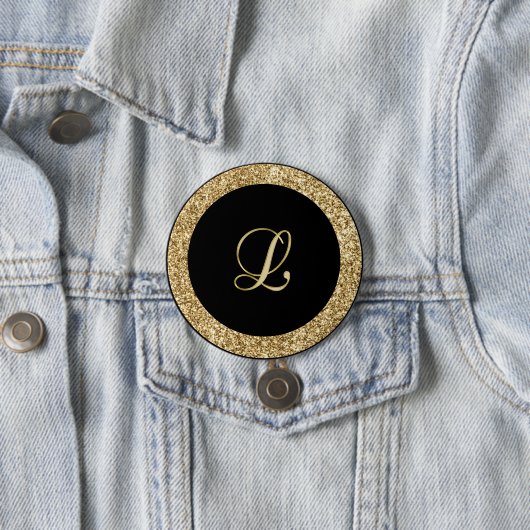 Monogram L gouden schrift Ronde Button 7,6 Cm (In situ)
