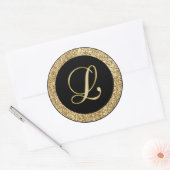 Monogram L gouden schrift Ronde Sticker (Envelop)