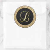 Monogram L gouden schrift Ronde Sticker (Tas)