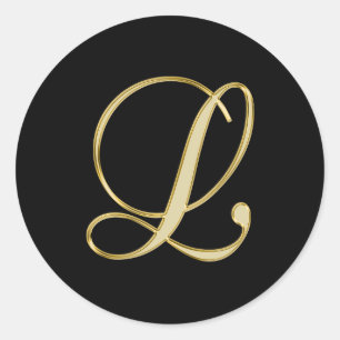 Monogram L gouden schrift Ronde Sticker