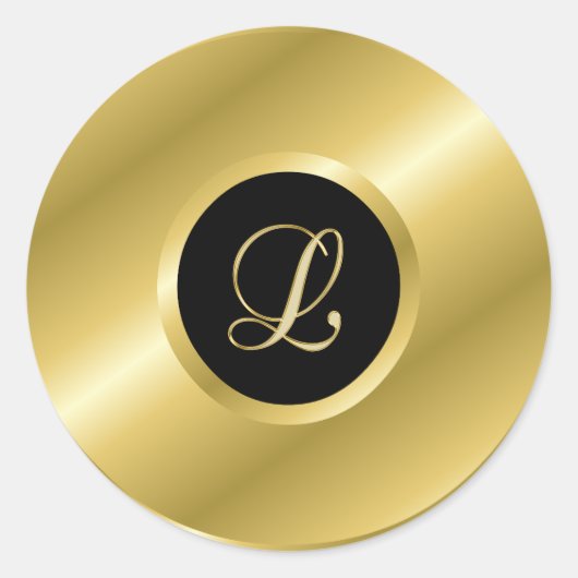 Monogram L gouden schrift Ronde Sticker (Voorkant)