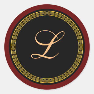 Monogram "L" goudkleurig schrift  Ronde Sticker