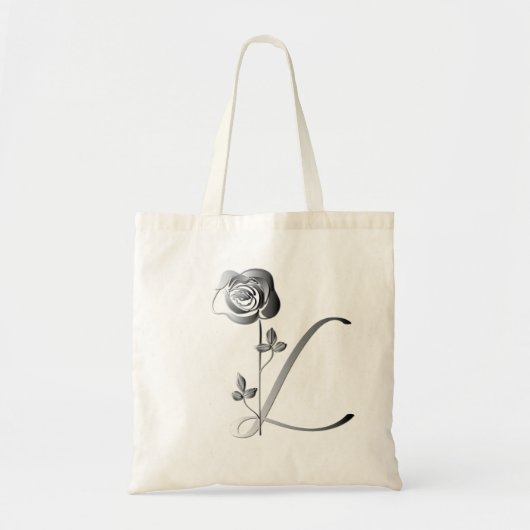 Monogram L Handgeschreven met Roos Tote Bag (Voorkant)